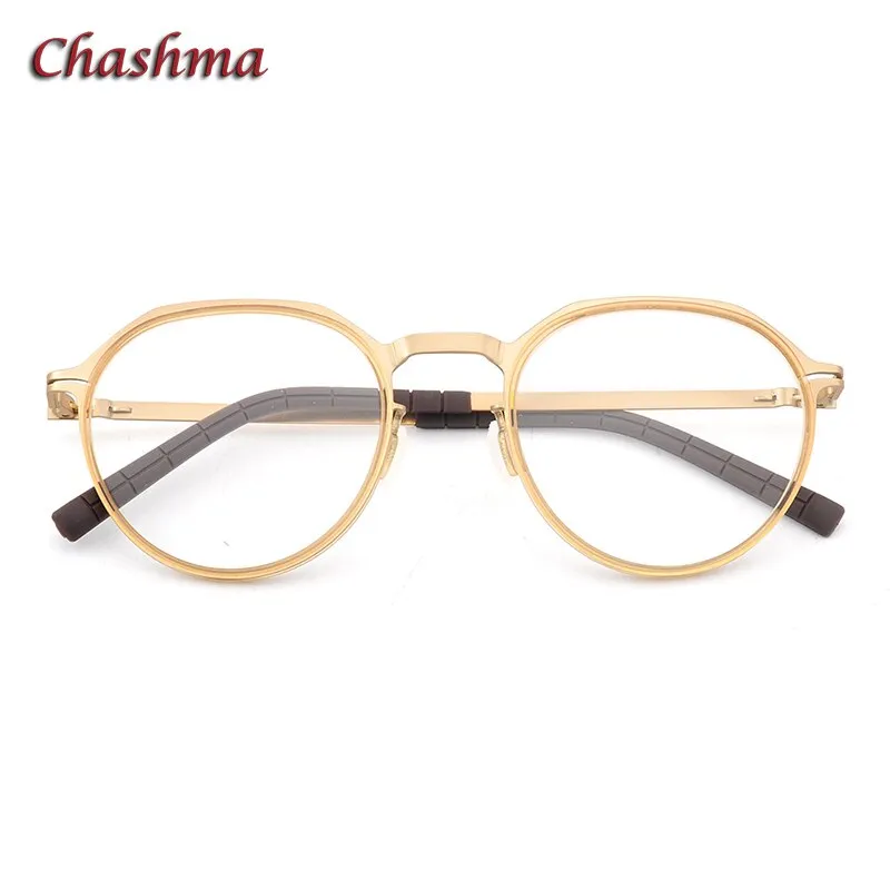 Chashma Ochki Unisex Full Rim Round Acetate Alloy Eyeglasses 8906