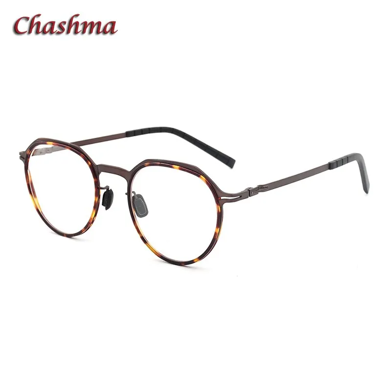 Chashma Ochki Unisex Full Rim Round Acetate Alloy Eyeglasses 8906