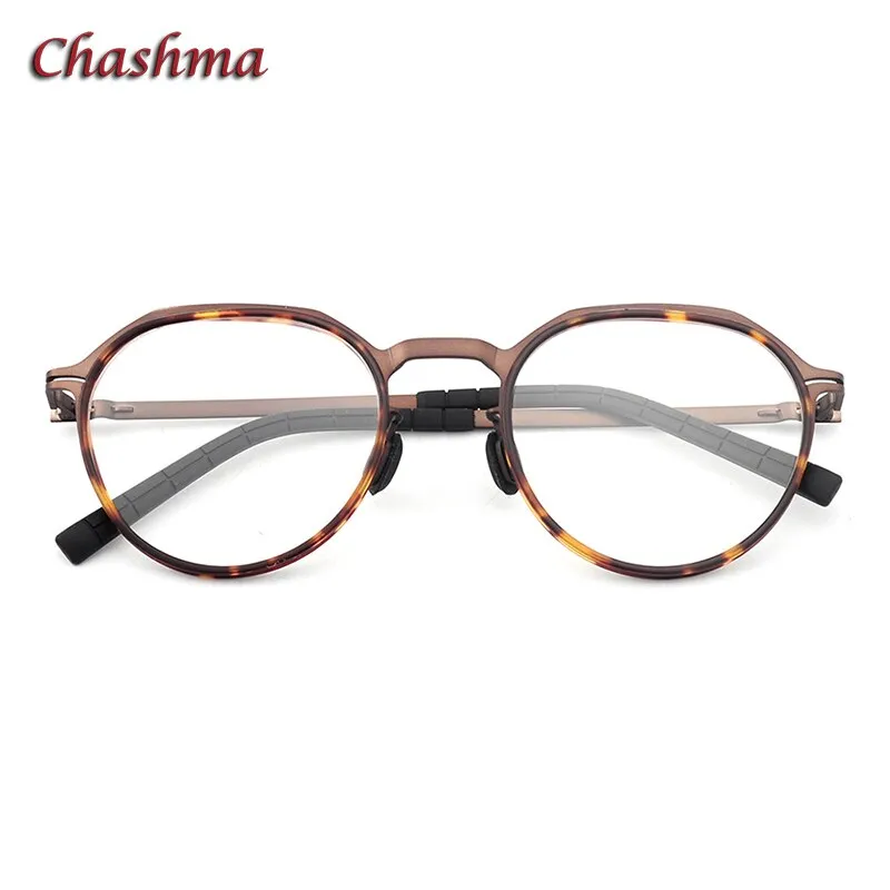 Chashma Ochki Unisex Full Rim Round Acetate Alloy Eyeglasses 8906