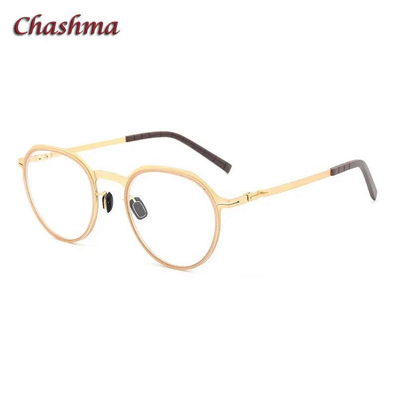 Chashma Ochki Unisex Full Rim Round Acetate Alloy Eyeglasses 8906