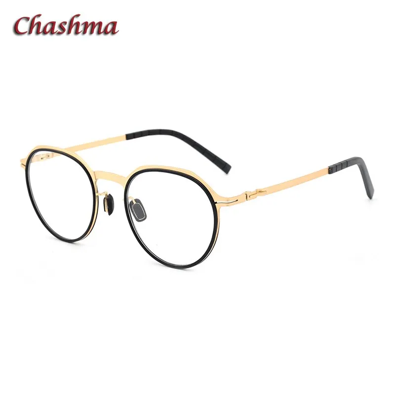 Chashma Ochki Unisex Full Rim Round Acetate Alloy Eyeglasses 8906