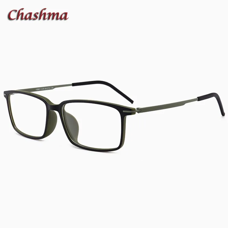 Chashma Ochki Unisex Full Rim Square Ultem Tr 90 Stainless Steel Eyeglasses 2601