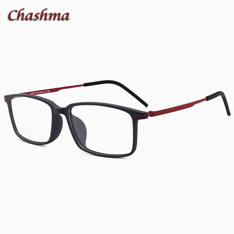 Chashma Ochki Unisex Full Rim Square Ultem Tr 90 Stainless Steel Eyeglasses 2601