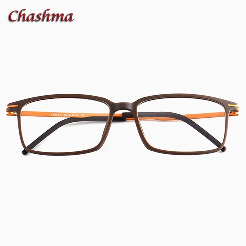 Chashma Ochki Unisex Full Rim Square Ultem Tr 90 Stainless Steel Eyeglasses 2601