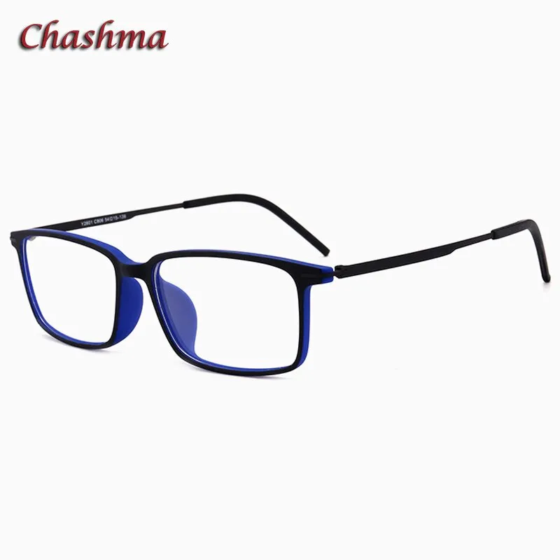 Chashma Ochki Unisex Full Rim Square Ultem Tr 90 Stainless Steel Eyeglasses 2601