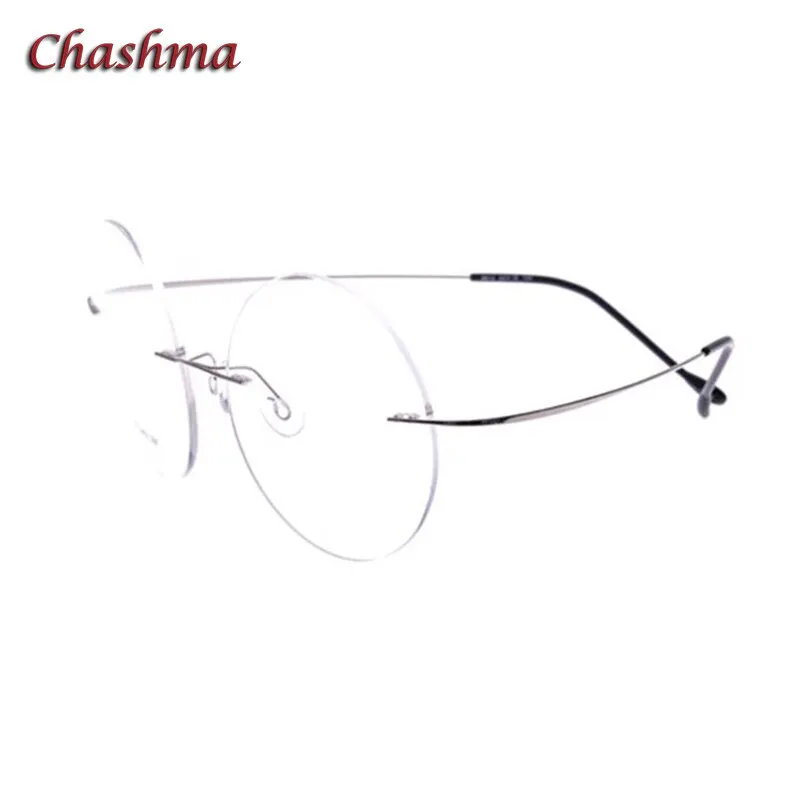 Chashma Ochki Unisex Rimless Round Titanium Eyeglasses 9613