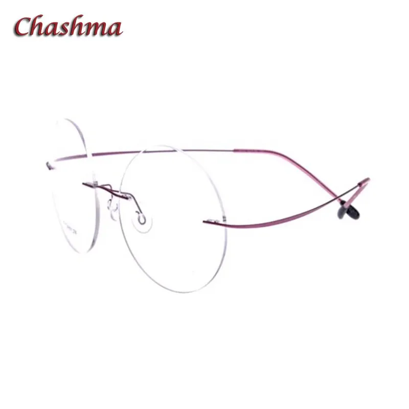 Chashma Ochki Unisex Rimless Round Titanium Eyeglasses 9613