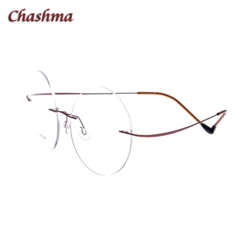 Chashma Ochki Unisex Rimless Round Titanium Eyeglasses 9613