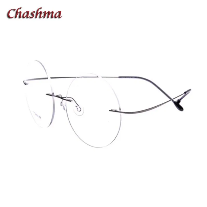 Chashma Ochki Unisex Rimless Round Titanium Eyeglasses 9613