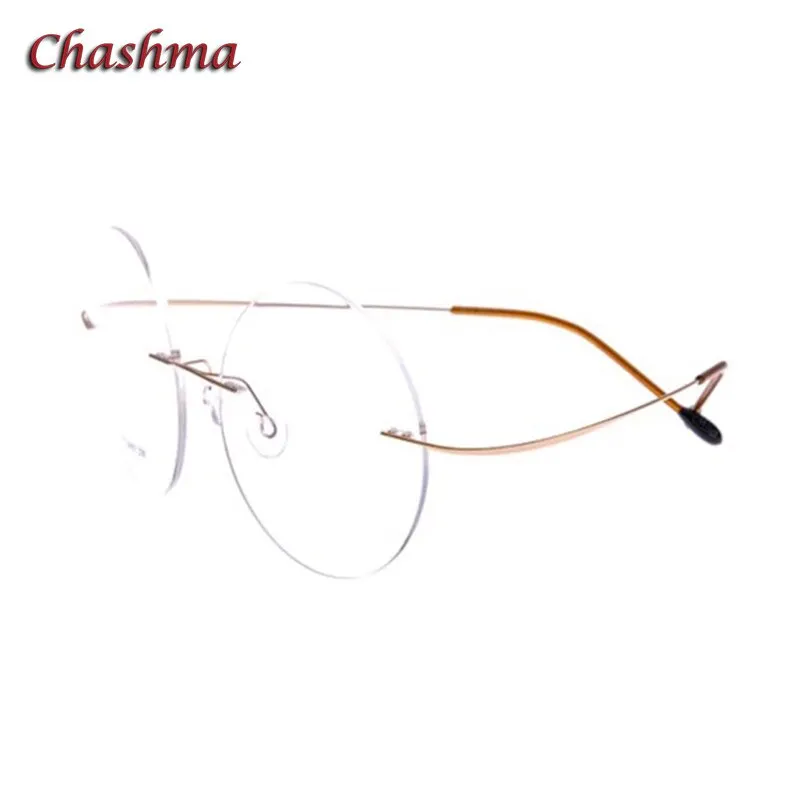 Chashma Ochki Unisex Rimless Round Titanium Eyeglasses 9613