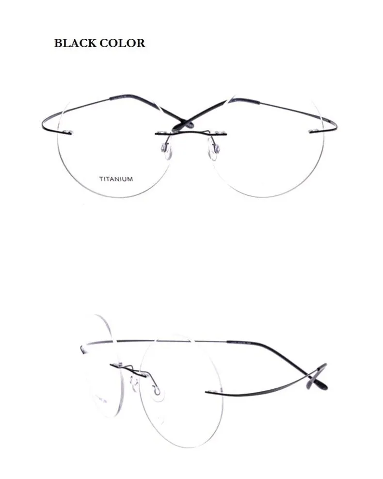 Chashma Ochki Unisex Rimless Round Titanium Eyeglasses 9613