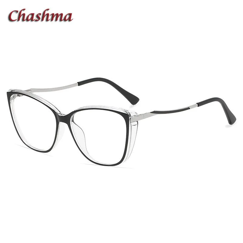 Chashma Ochki Women's Full Rim Square Cat Eye Tr 90 Titanium Eyeglasses 7843