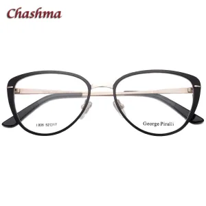 Chashma Ochki Women's Full Rim Triangel Cat Eye Alloy Eyeglasses 806