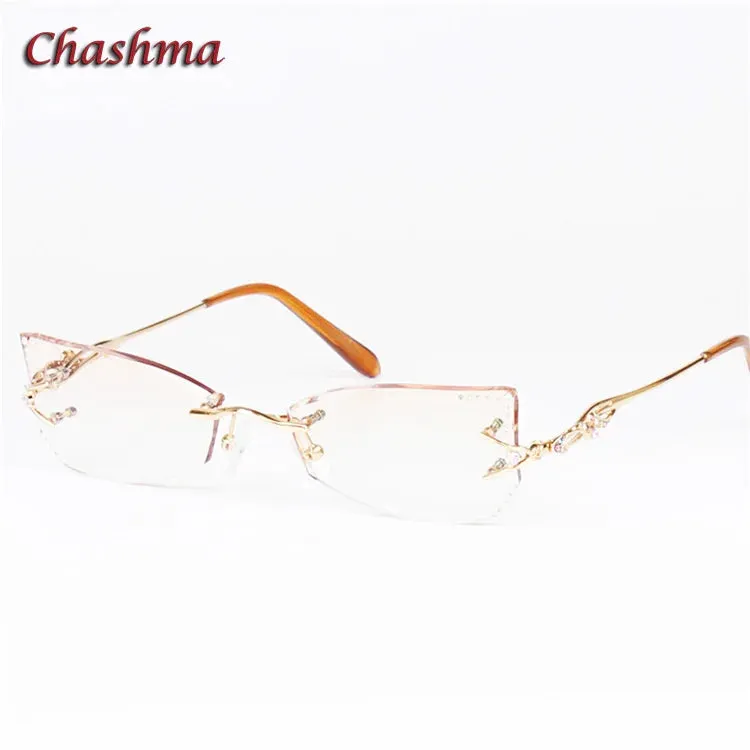 Chashma Ochki Women's Rimless Butterfly Cat Eye Titanium Eyeglasses 8036ce