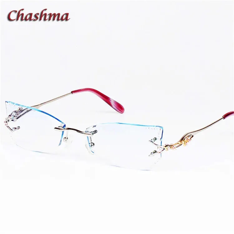 Chashma Ochki Women's Rimless Butterfly Cat Eye Titanium Eyeglasses 8036ce