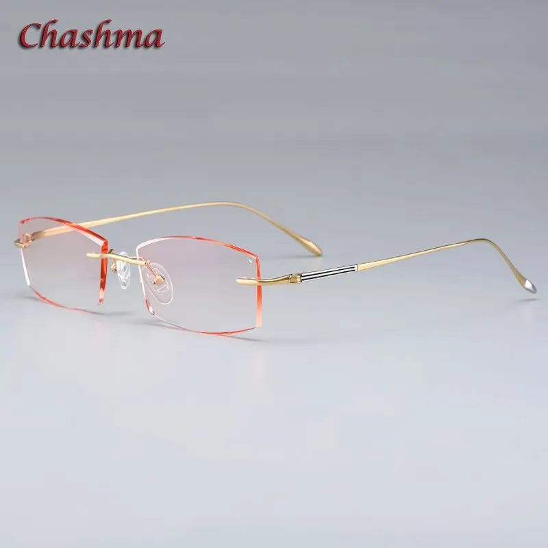 Chashma Ochki Women's Rimless Irregular Square Titanium Eyeglasses