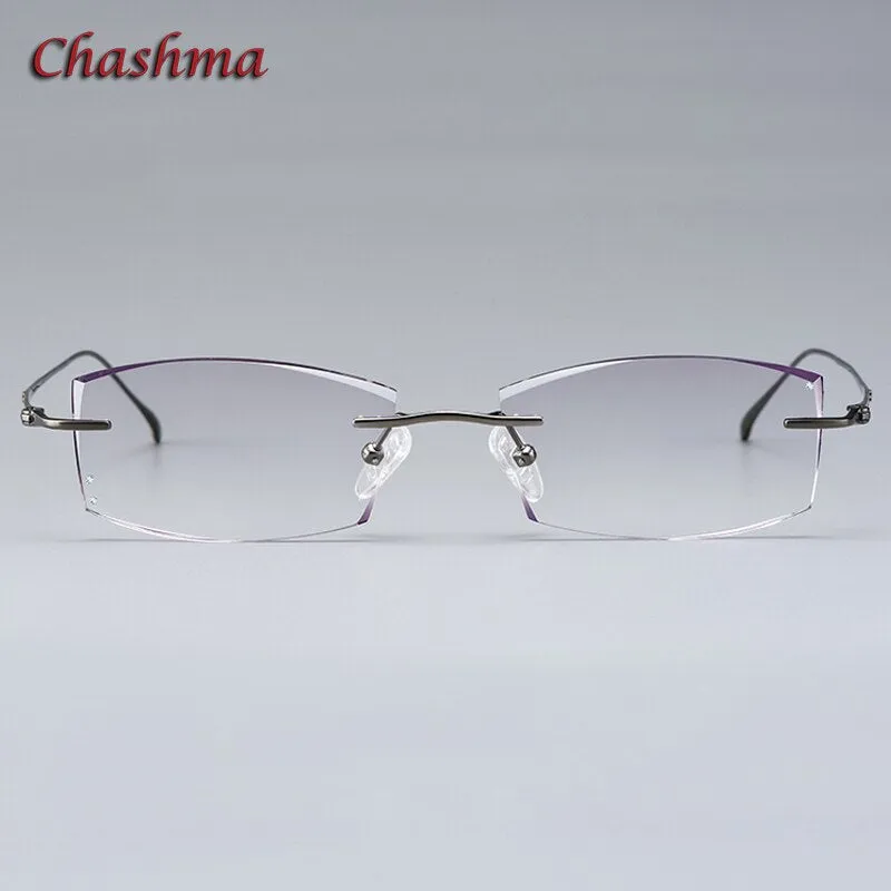 Chashma Ochki Women's Rimless Irregular Square Titanium Eyeglasses