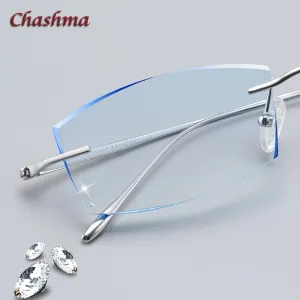 Chashma Ochki Women's Rimless Irregular Square Titanium Eyeglasses