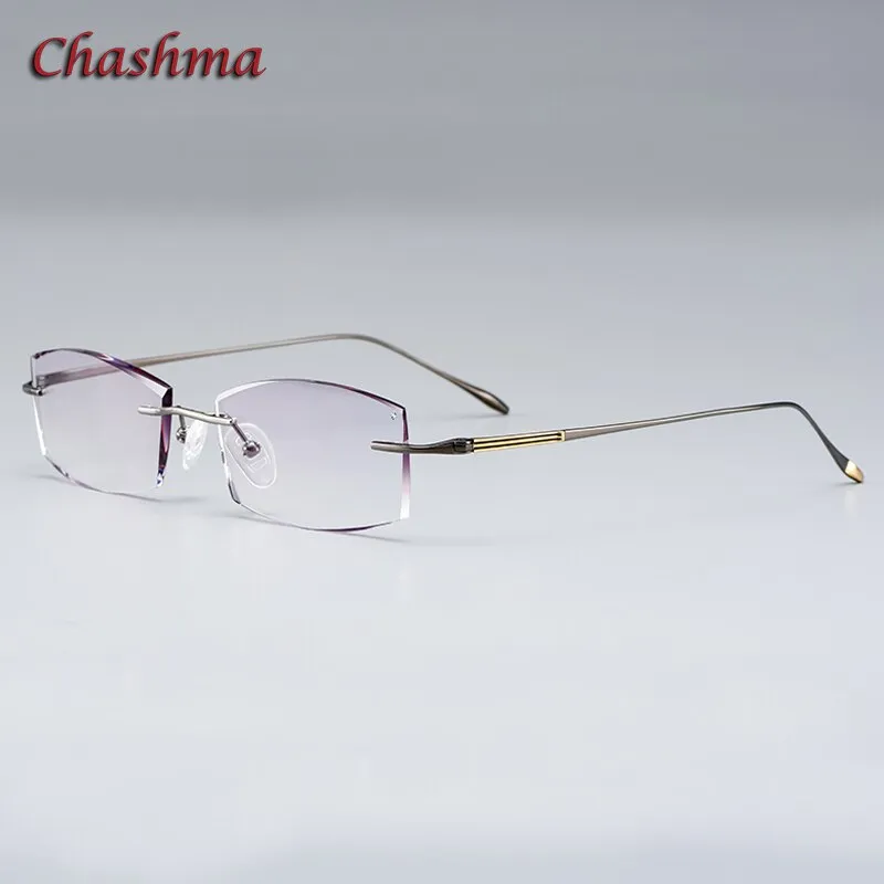 Chashma Ochki Women's Rimless Irregular Square Titanium Eyeglasses