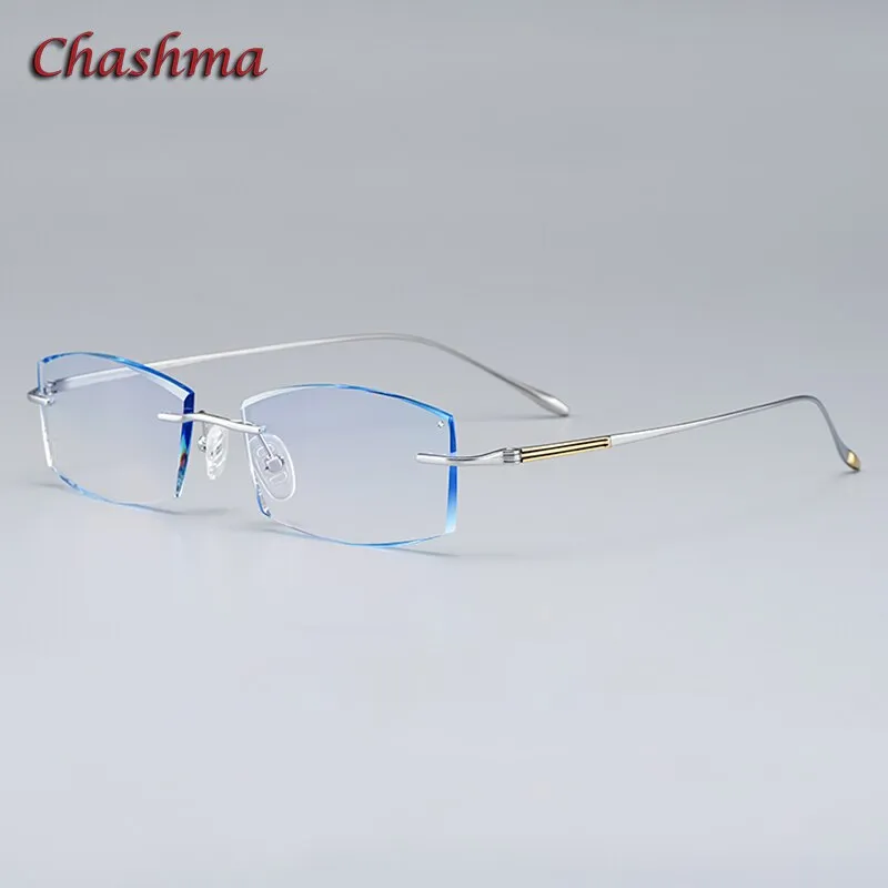 Chashma Ochki Women's Rimless Irregular Square Titanium Eyeglasses