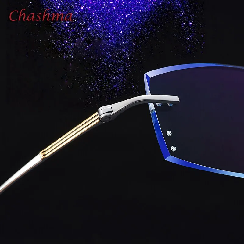 Chashma Ochki Women's Rimless Irregular Square Titanium Eyeglasses