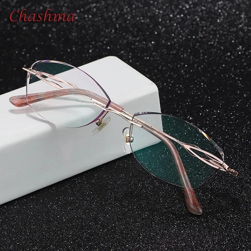 Chashma Ochki Women's Rimless Square Titanium Eyeglasses 5839