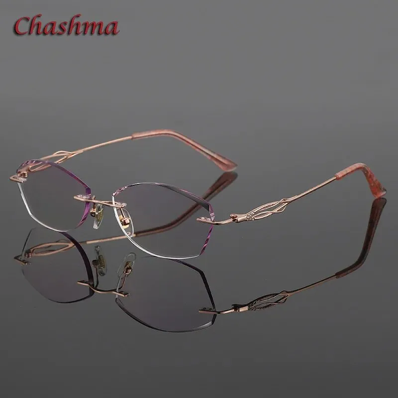 Chashma Ochki Women's Rimless Square Titanium Eyeglasses 5839