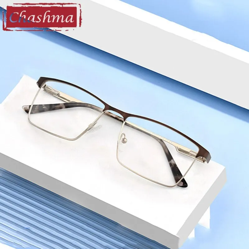 Chashma Ottica Men's Full Rim Square Stainless Steel Eyeglasses 8345