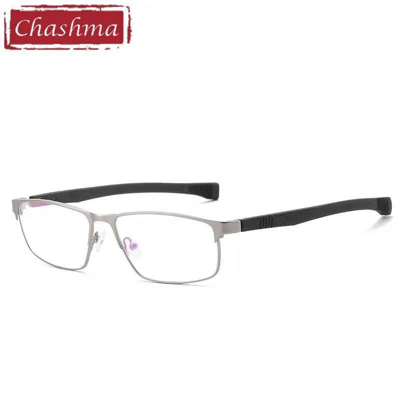 Chashma Ottica Men's Full Rim Square Tr 90 Stainless Steel Alloy Sport Eyeglasses 3076