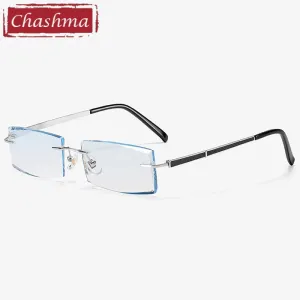 Chashma Ottica Men's Rimless Square Rectangle Titanium Eyeglasses Tinted Lenses 99987