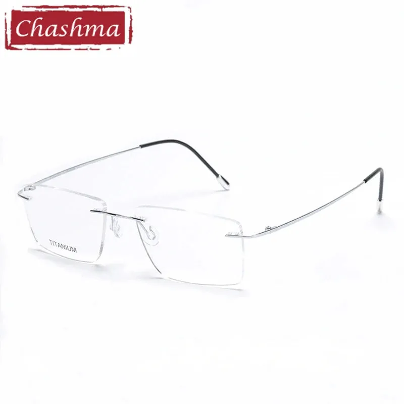 Chashma Ottica Men's Rimless Square Titanium 2G Eyeglasses 16011