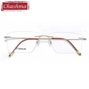 Chashma Ottica Men's Rimless Square Titanium 2G Eyeglasses 16011