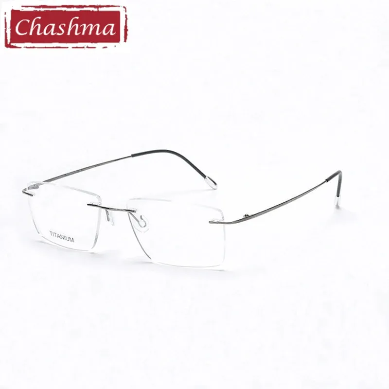 Chashma Ottica Men's Rimless Square Titanium 2G Eyeglasses 16011