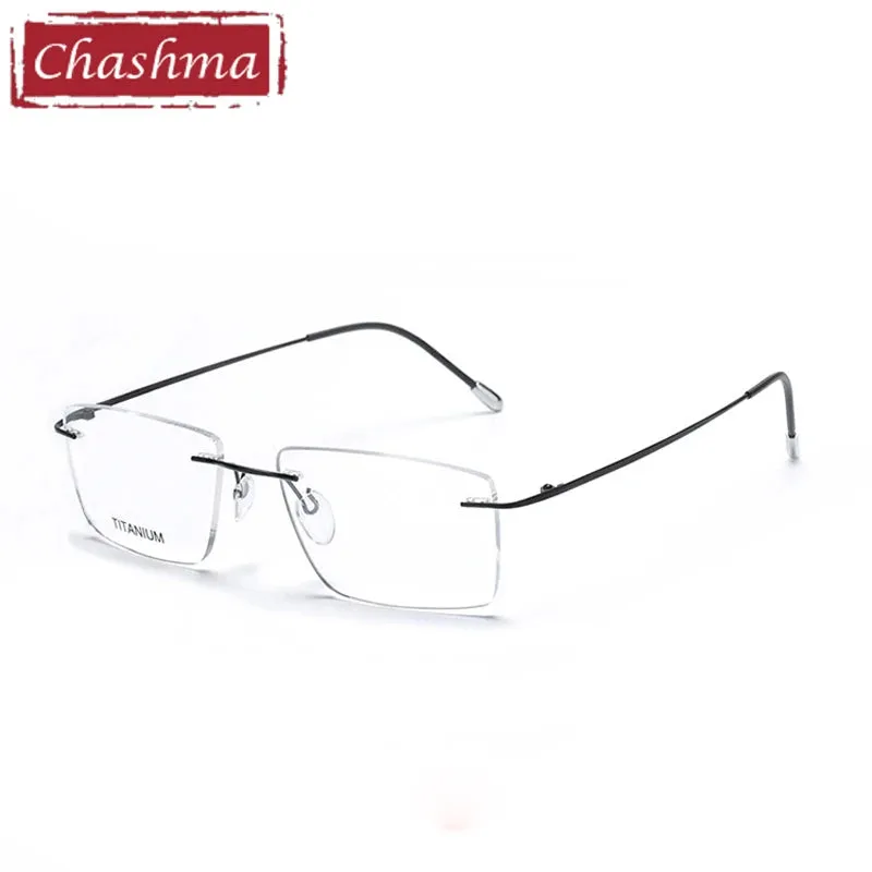 Chashma Ottica Men's Rimless Square Titanium 2G Eyeglasses 16011