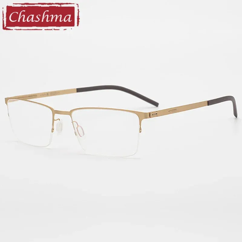 Chashma Ottica Men's Semi Rim Oval Titanium Eyeglasses 4010