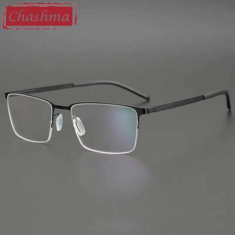 Chashma Ottica Men's Semi Rim Oval Titanium Eyeglasses 4010