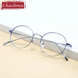 Chashma Ottica Unisex Full Rim Round Titanium Eyeglasses 093