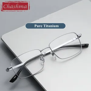 Chashma Ottica Unisex Full Rim Square Acetate Titanium Eyeglasses 742