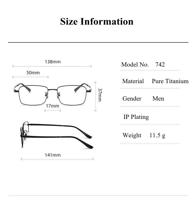 Chashma Ottica Unisex Full Rim Square Acetate Titanium Eyeglasses 742