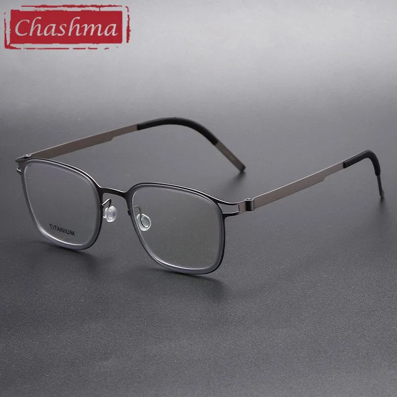 Chashma Ottica Unisex Full Rim Square Acetate Titanium Eyeglasses 9912