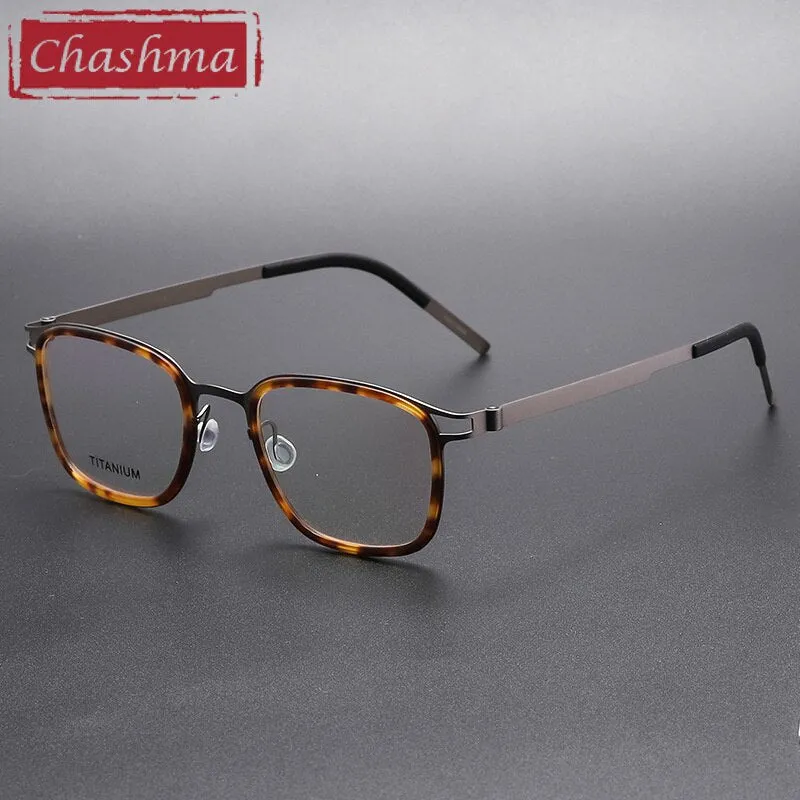 Chashma Ottica Unisex Full Rim Square Acetate Titanium Eyeglasses 9912