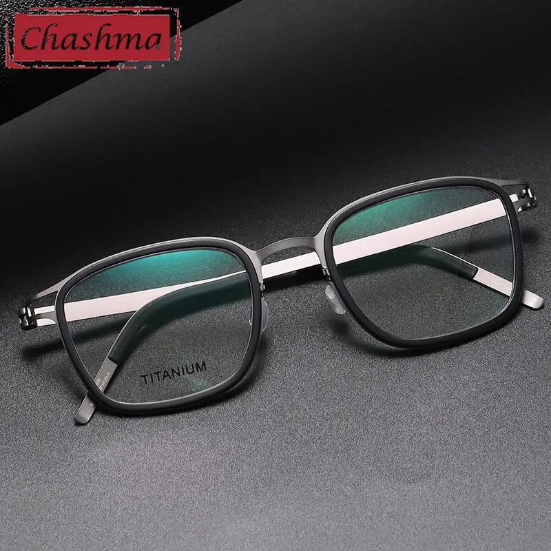 Chashma Ottica Unisex Full Rim Square Acetate Titanium Eyeglasses 9912