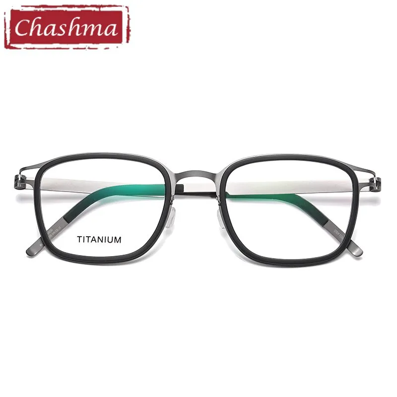 Chashma Ottica Unisex Full Rim Square Acetate Titanium Eyeglasses 9912