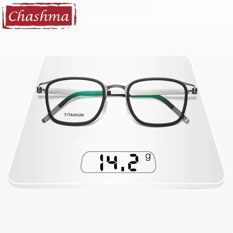 Chashma Ottica Unisex Full Rim Square Acetate Titanium Eyeglasses 9912