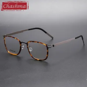 Chashma Ottica Unisex Full Rim Square Acetate Titanium Eyeglasses 9912