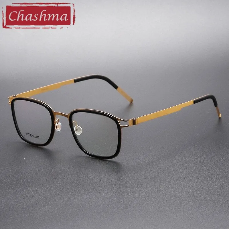 Chashma Ottica Unisex Full Rim Square Acetate Titanium Eyeglasses 9912