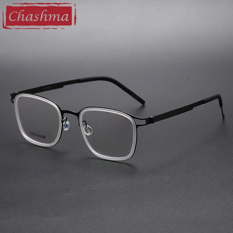 Chashma Ottica Unisex Full Rim Square Acetate Titanium Eyeglasses 9912