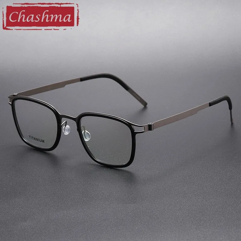 Chashma Ottica Unisex Full Rim Square Acetate Titanium Eyeglasses 9912