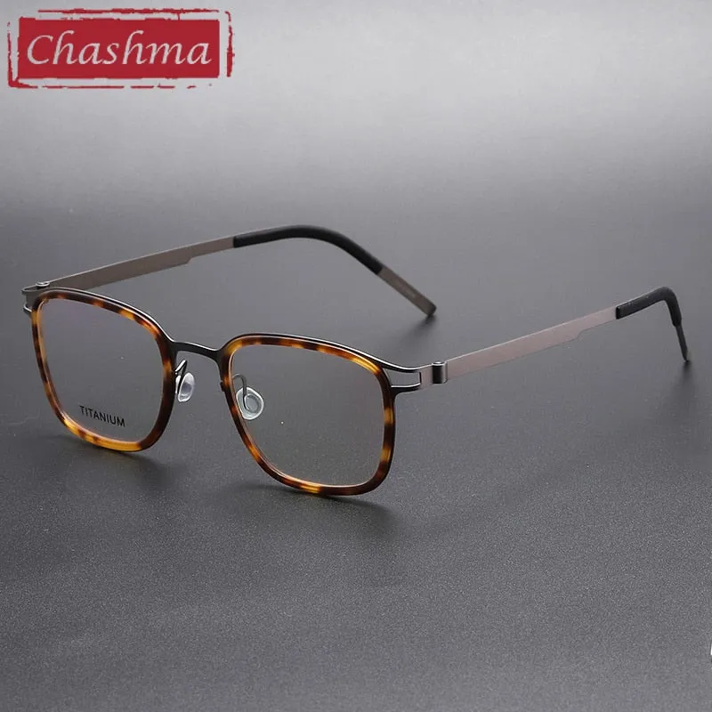 Chashma Ottica Unisex Full Rim Square Acetate Titanium Eyeglasses 9912