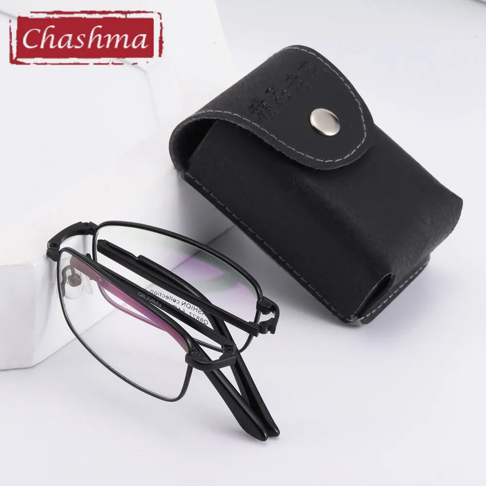 Chashma Ottica Unisex Full Rim Square Foldable Stainless Steel Alloy Eyeglasses 8827